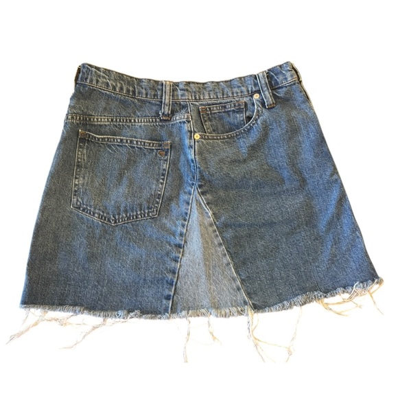 Madewell Women's Denim Cut Off Mini Skirt Blue Y2K Preppy Fetch Distressed Sz 29 - Picture 4 of 10